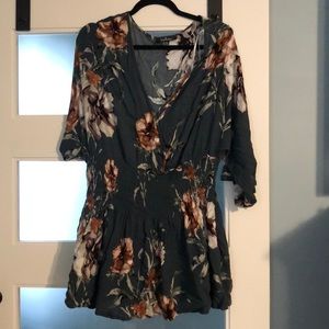 Floral dress with shorts underneath.